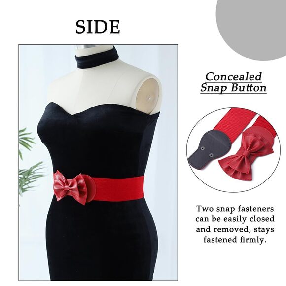 Womens Stretchy Belt Wide Elastic Belts Bow Waist Belt Plus Size For 8174 - Picture 4 of 7